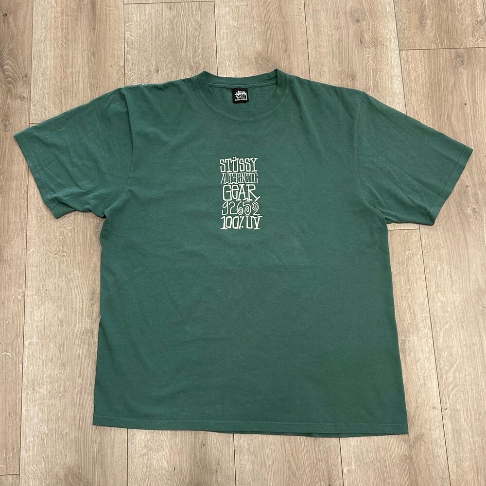 Stussy Authentic Gear Tee T Shirt Pigment Dyed 'Pine' Large L SF